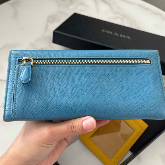 Prada Milano 2in1 Blue Long Wallet with Authenticity Card and Box - Picture 12 of 15
